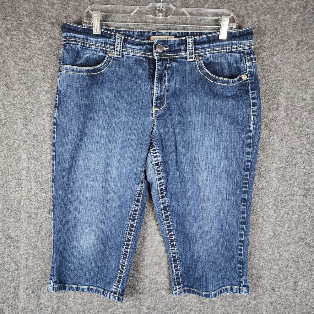 Nine West Capri Jeans Womens 14/32 Vintage America Blue Contrast Stitch EUC